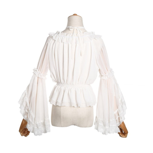 Ice Sugar Hime Sleeve Hanging Neck Strap Lolita One Collar Chiffon Shirt
