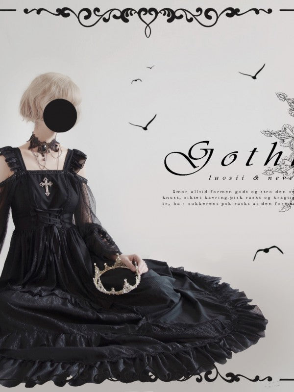 The city of Sin - Off Shoulder Open Front Gothic One-piece