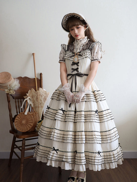 Napoleon sixty meters multi-layer two-color elegant segment lolita flying sleeve jsk dress