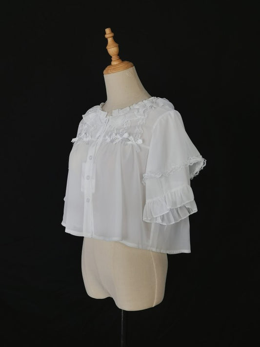 Lolita summer princess sleeves lace short sleeved blouse