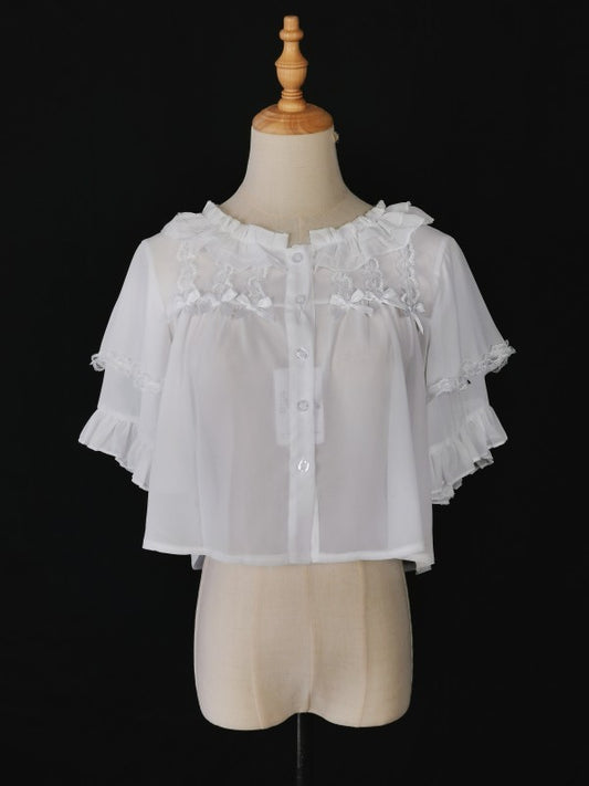 Lolita summer princess sleeves lace short sleeved blouse