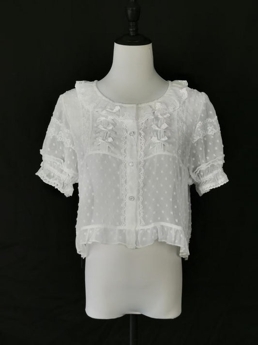 Lolita chiffon with bubble sleeves blouse