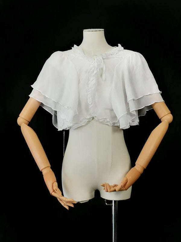 Lolita three color elegant chiffon shawl short style