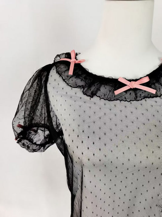 Dot Mesh Inner Set|Cute Bow Inner Set Lolita Inner blouse