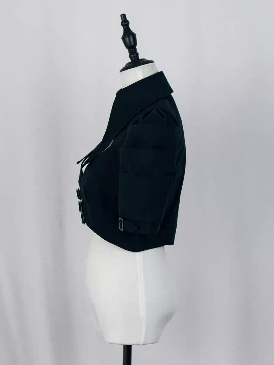 【Nocturne of the Dead】pointed neck short jacket with adjustable buckle