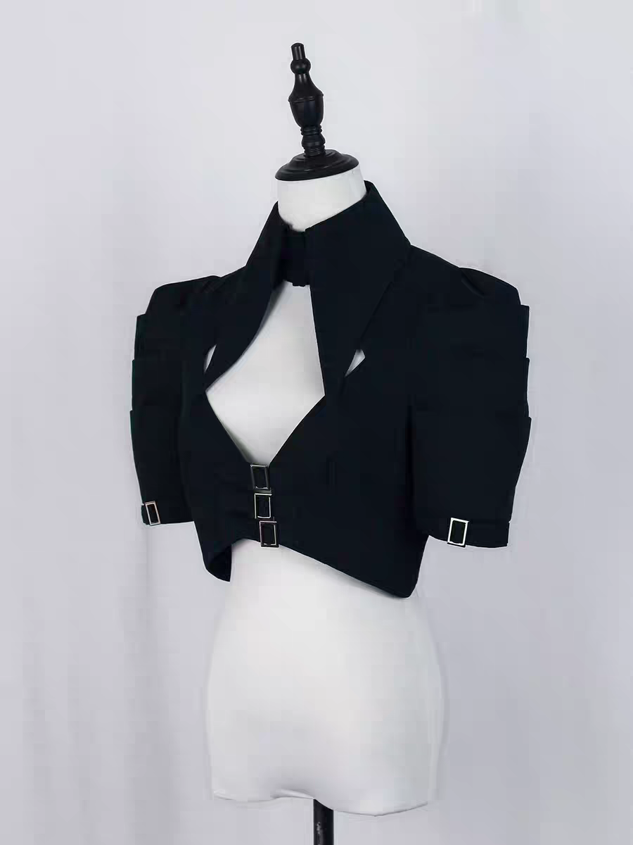 【Nocturne of the Dead】pointed neck short jacket with adjustable buckle