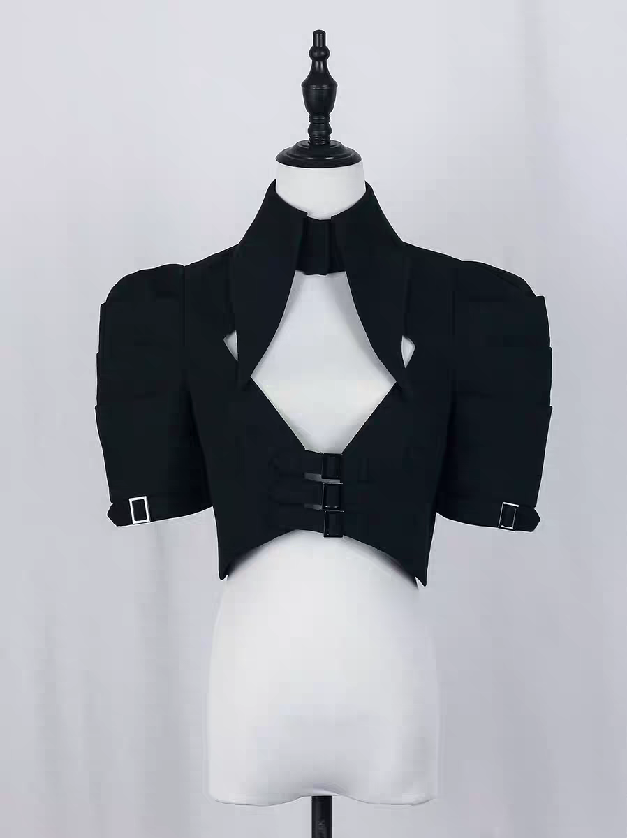 【Nocturne of the Dead】pointed neck short jacket with adjustable buckle