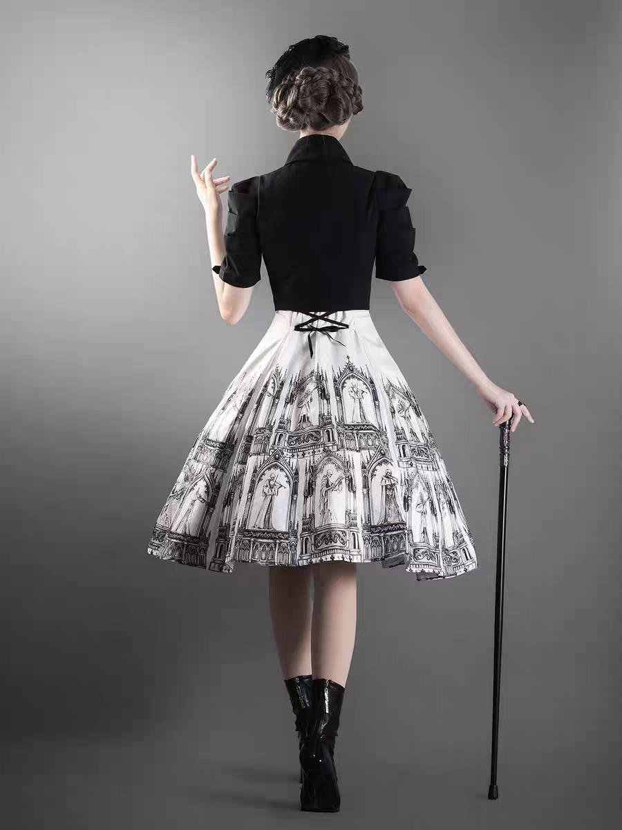 【Nocturne of the Dead】pointed neck short jacket with adjustable buckle