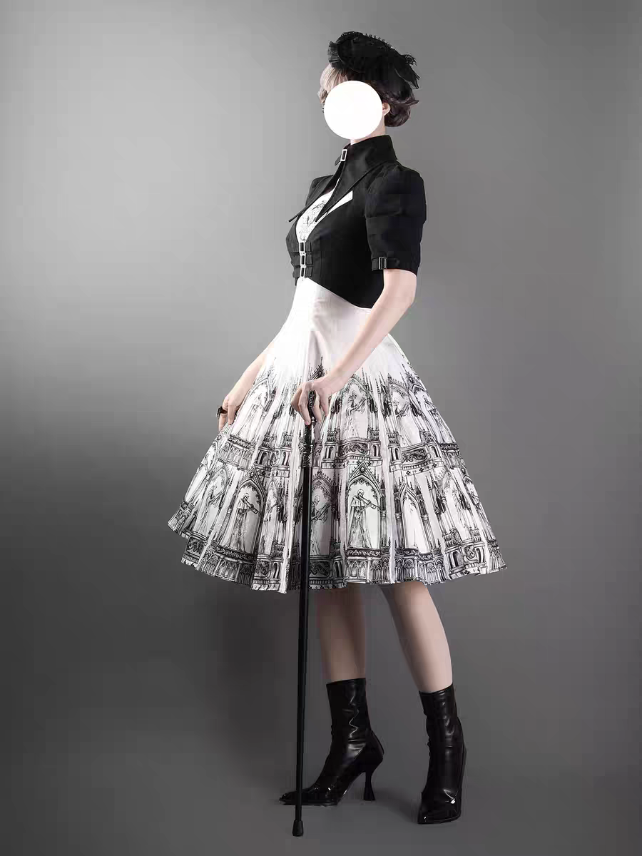 【Nocturne of the Dead】pointed neck short jacket with adjustable buckle