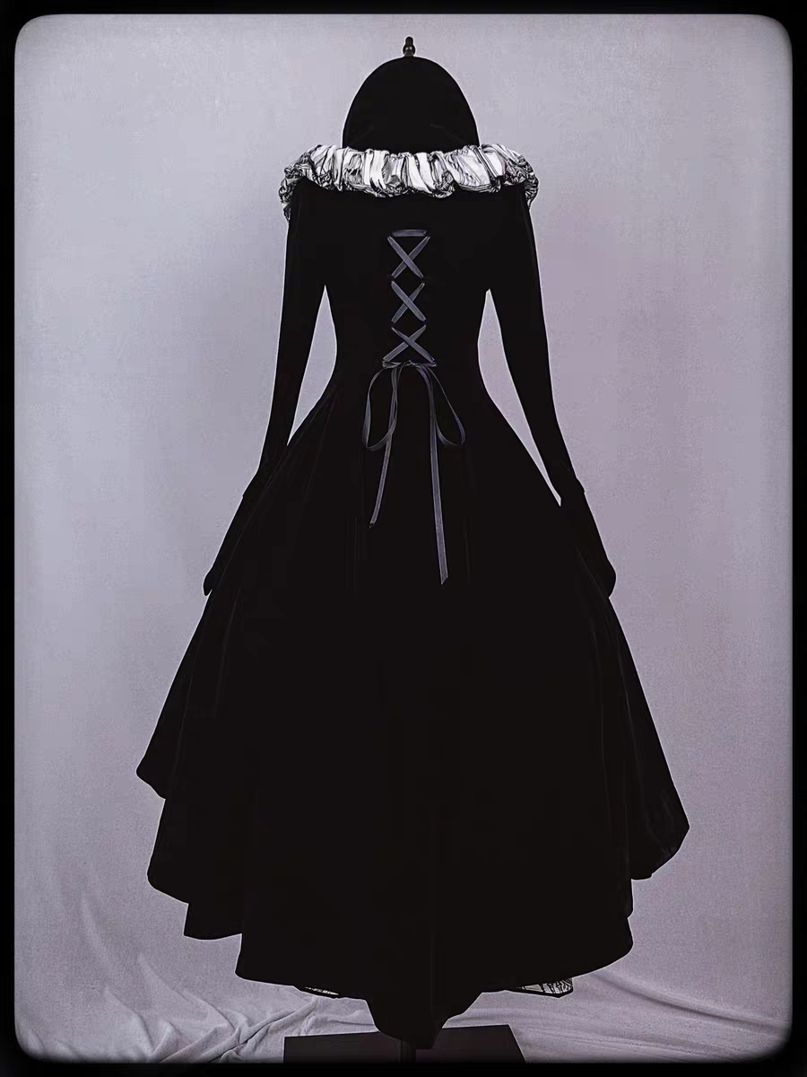 【Nocturne of the Dead】Long velvet irregular hem dress