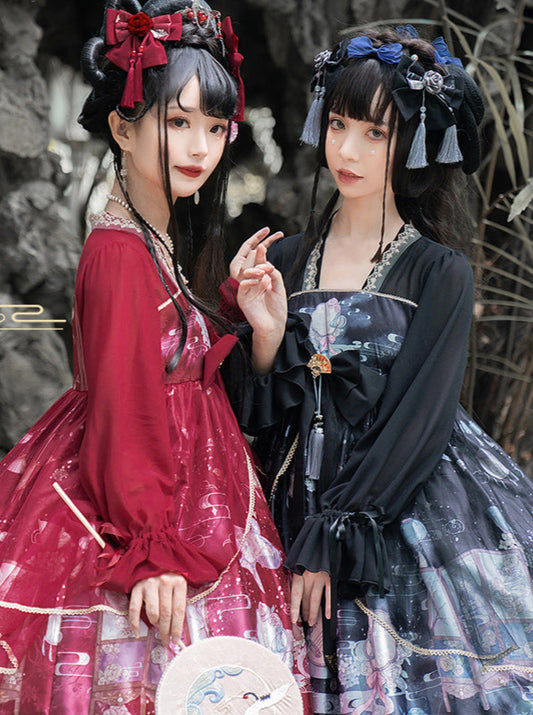 Moon Shadow Chinese Style Cheongsam Lolita Long Sleeve OP