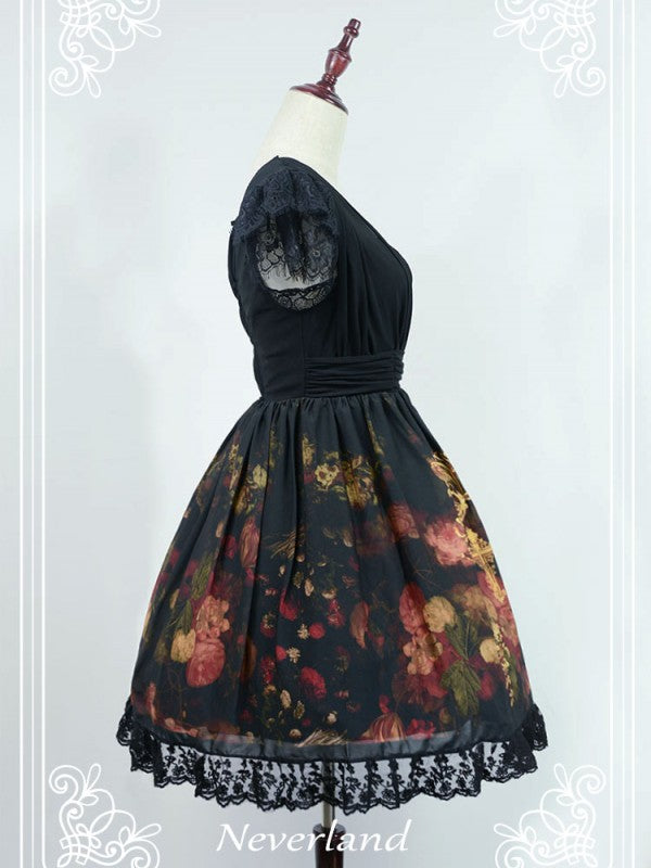 Vintage Flower-choosing Girl Eyelash Lace Lolita One-piece OP