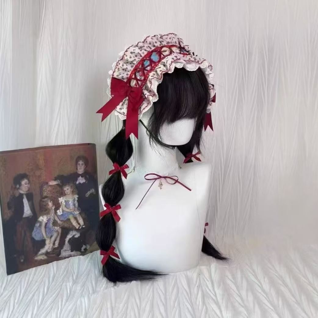 Straberry Floral Patchwork Lace red bow Headband