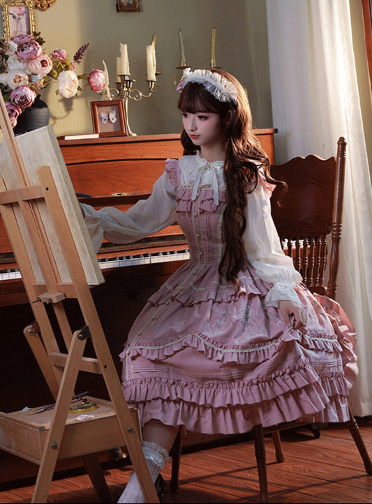 【 Moli 】 Elegant and Sweet Lolita Daily Embroidered Dress JSK