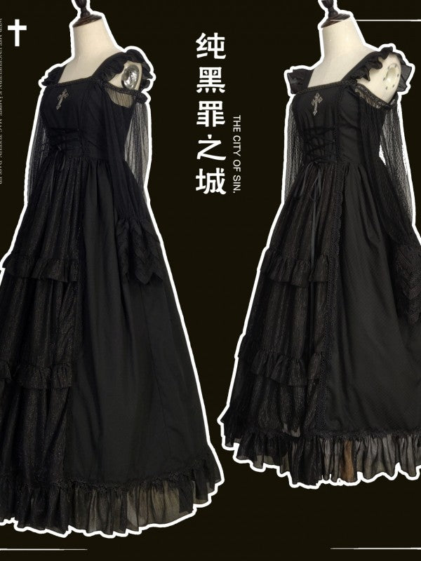 The city of Sin - Off Shoulder Open Front Gothic One-piece