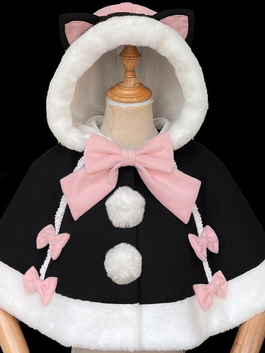 Cheese Cat/Sweetheart Rabbit Winter Sweet and Thick Warm Cloak with Velvet