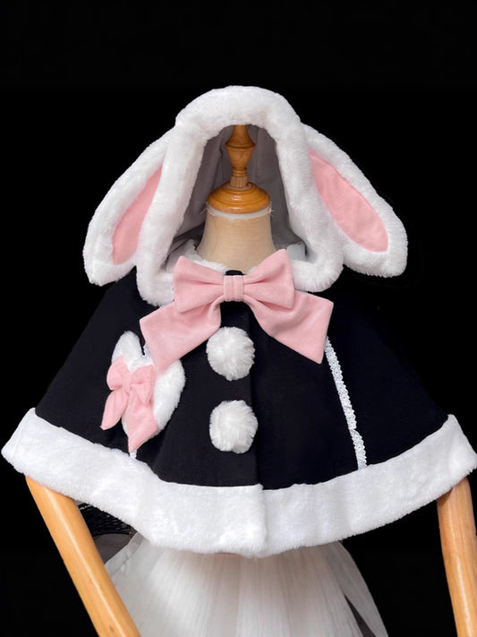 Cheese Cat/Sweetheart Rabbit Winter Sweet and Thick Warm Cloak with Velvet