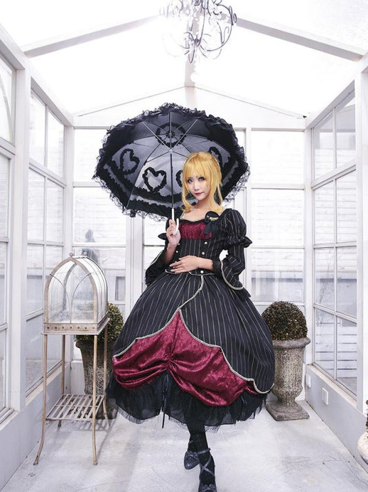 Long Sleeve Retro Dress Palace Style One-piece