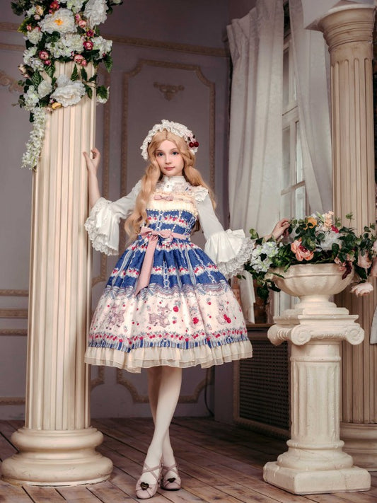 Sweet Cherry Print JSK Bow Belt Jumperskirt