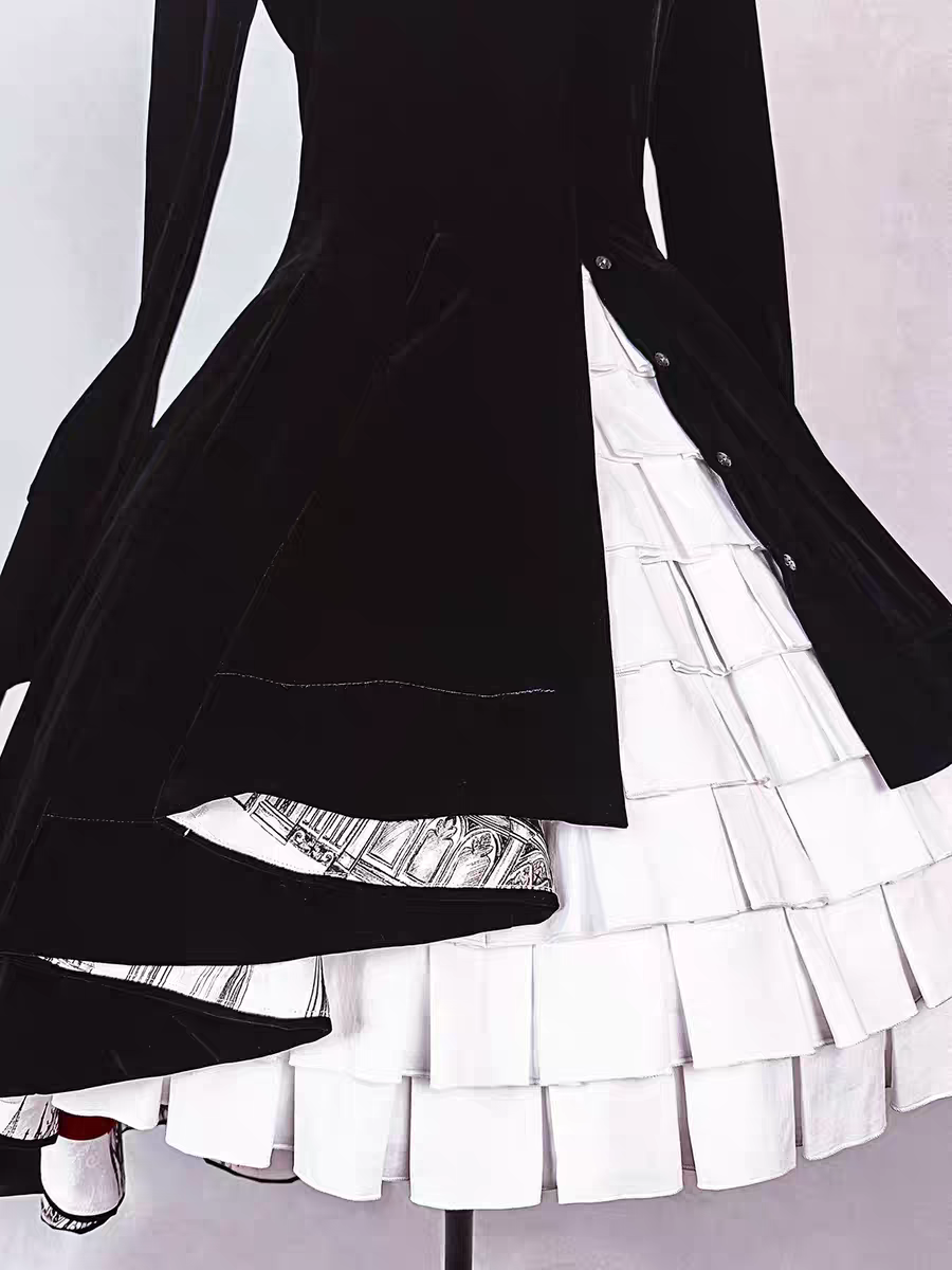 【Nocturne of the Dead】Long velvet irregular hem dress