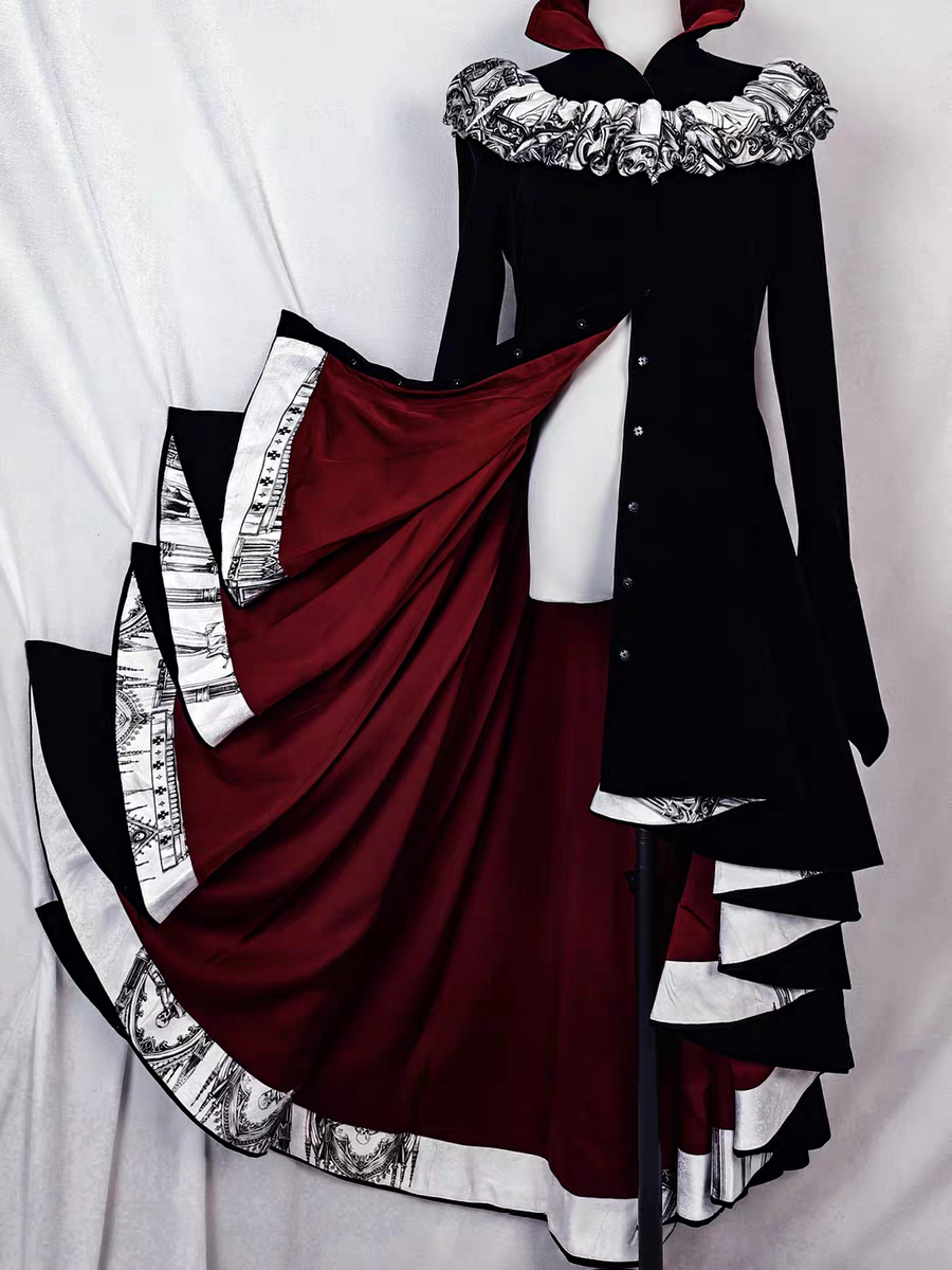 【Nocturne of the Dead】Long velvet irregular hem dress