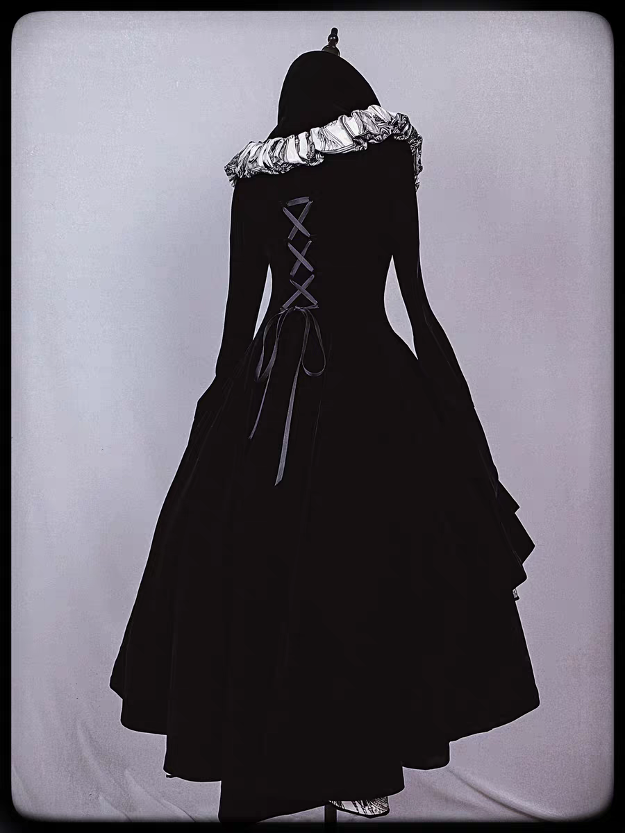 【Nocturne of the Dead】Long velvet irregular hem dress