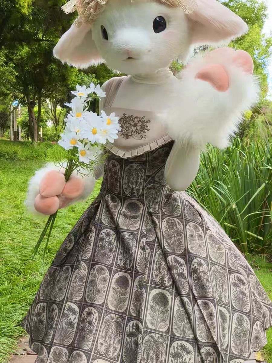 Plant Catalog Concise JSK  I-Fold Slimming Original Printed Dress