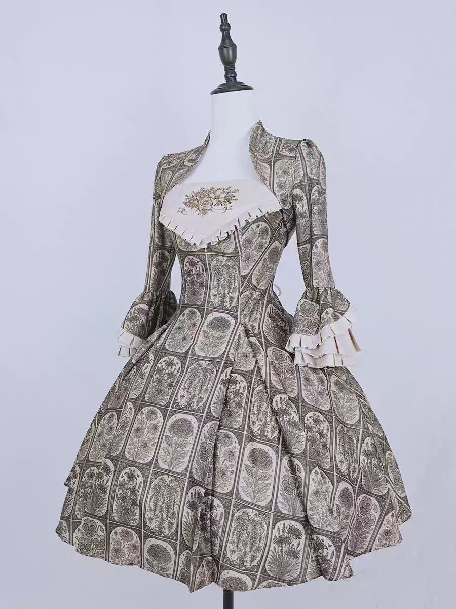 Plant Catalog Concise JSK  I-Fold Slimming Original Printed Dress