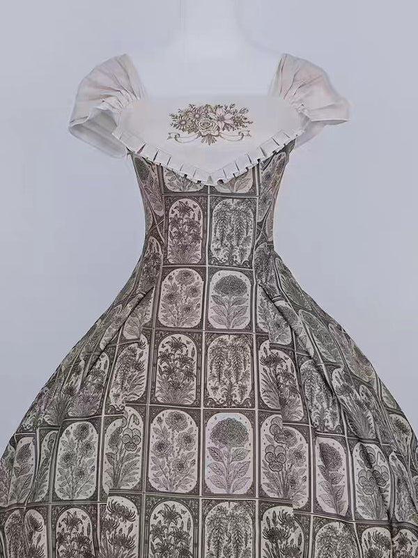 Plant Catalog Concise JSK  I-Fold Slimming Original Printed Dress