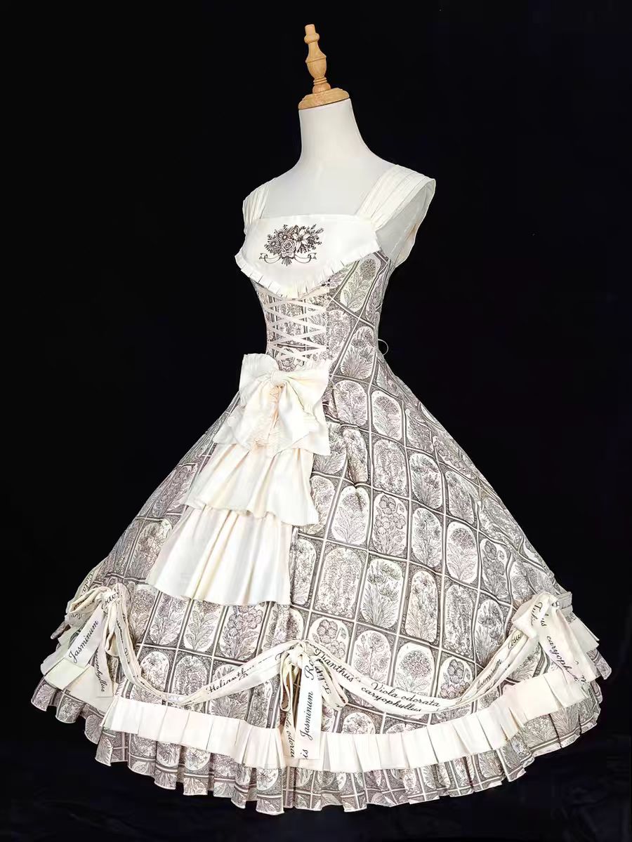 Plant Catalog Gorgeous JSK Original Printed Dress Accessories Detachable Dress