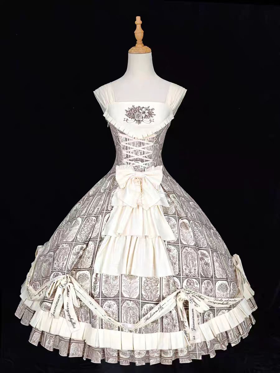 Plant Catalog Gorgeous JSK Original Printed Dress Accessories Detachable Dress