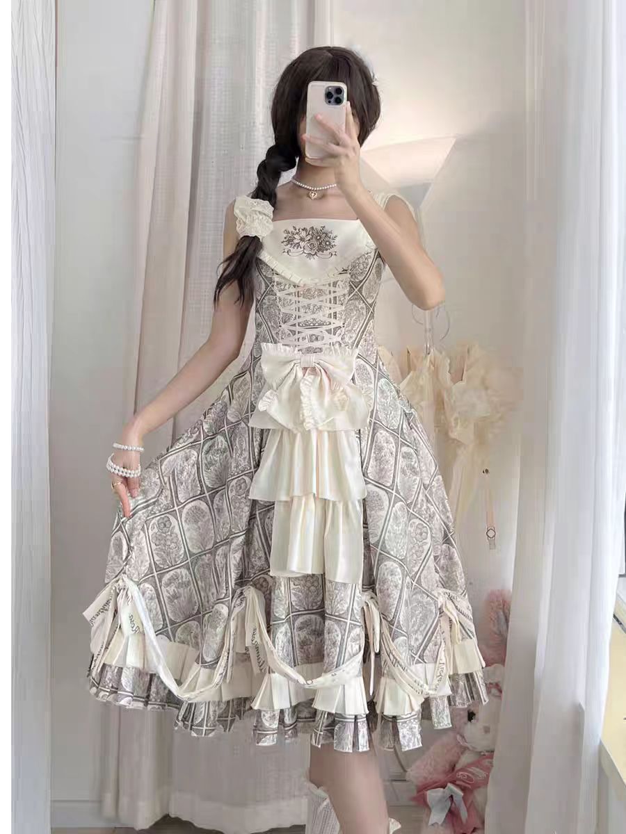 Plant Catalog Gorgeous JSK Original Printed Dress Accessories Detachable Dress