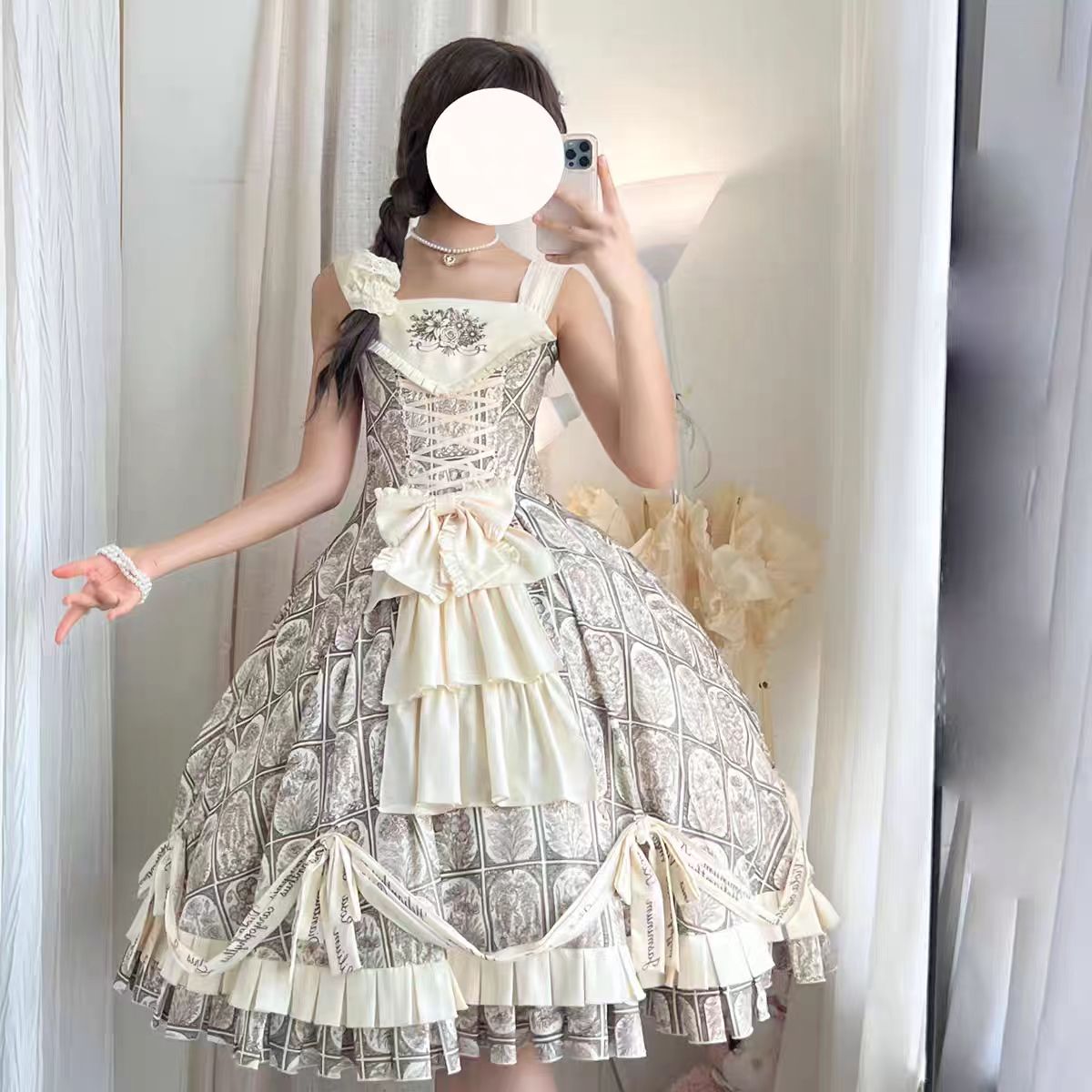 Plant Catalog Gorgeous JSK Original Printed Dress Accessories Detachable Dress