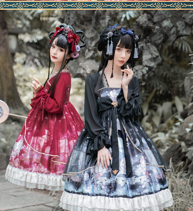 Moon Shadow Chinese Style Cheongsam Lolita Long Sleeve OP