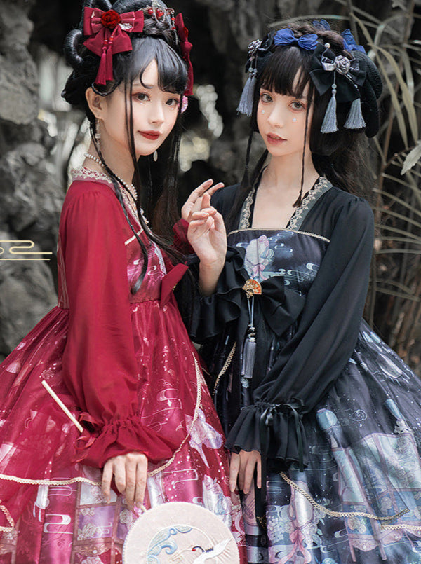 Moon Shadow Chinese Style Cheongsam Lolita Long Sleeve OP