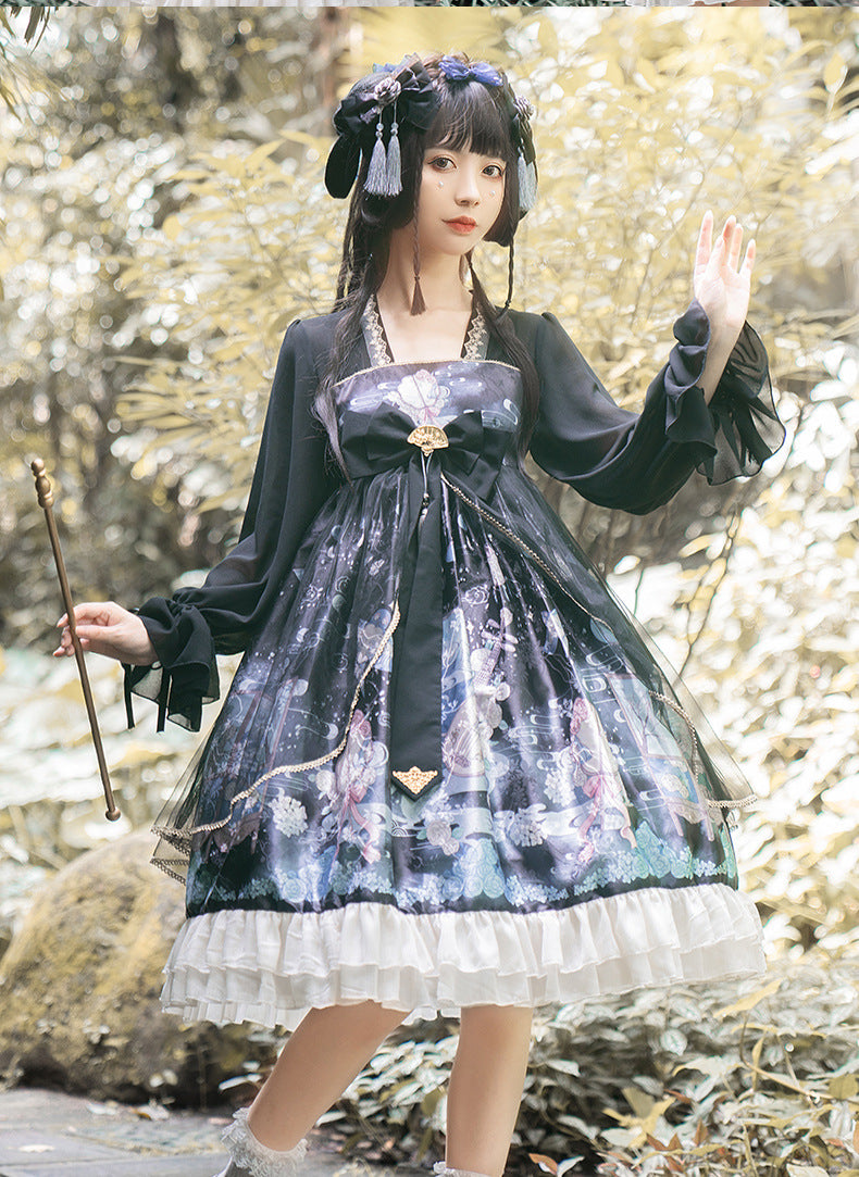 Moon Shadow Chinese Style Cheongsam Lolita Long Sleeve OP
