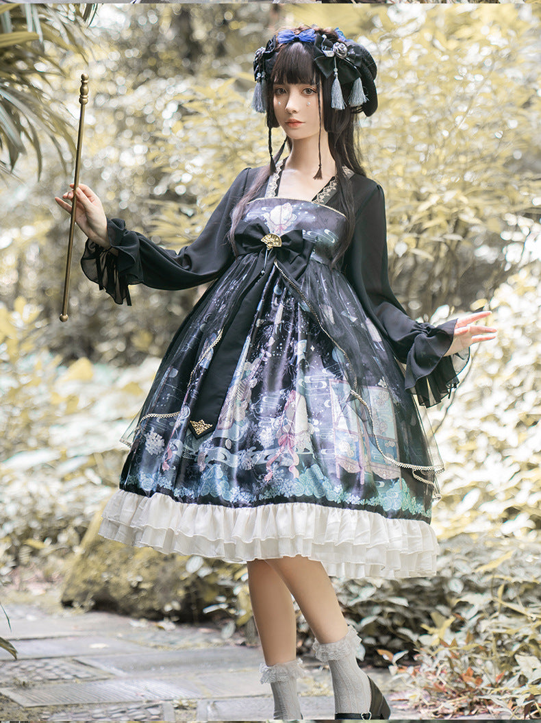 Moon Shadow Chinese Style Cheongsam Lolita Long Sleeve OP
