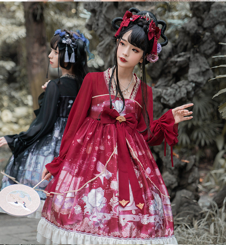 Moon Shadow Chinese Style Cheongsam Lolita Long Sleeve OP
