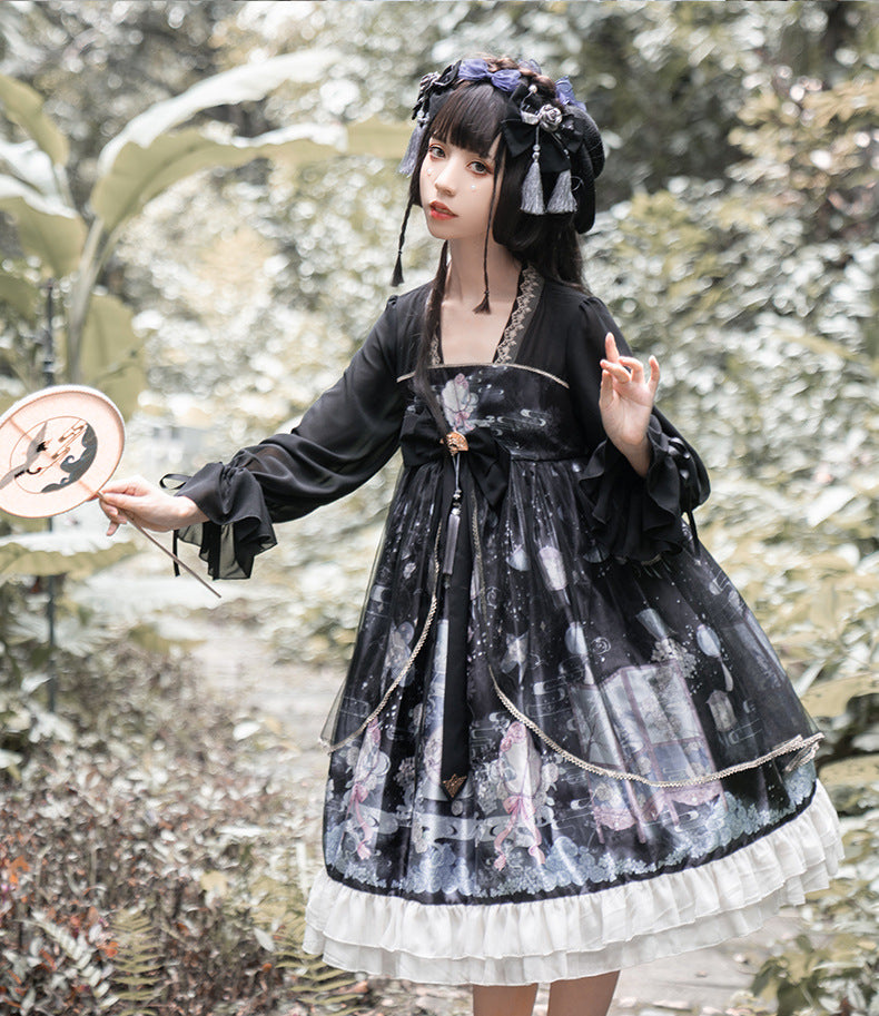 Moon Shadow Chinese Style Cheongsam Lolita Long Sleeve OP