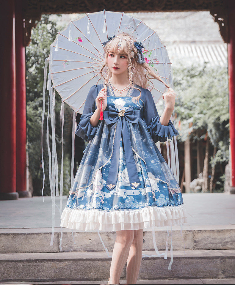 Moon Shadow Chinese Style Cheongsam Lolita Long Sleeve OP