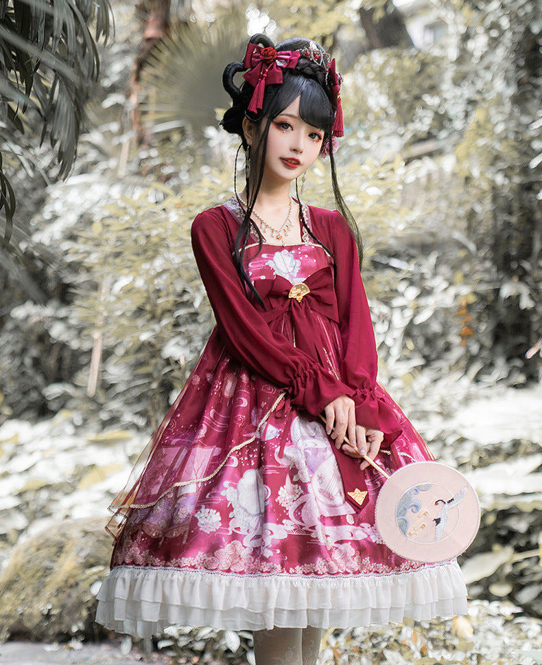 Moon Shadow Chinese Style Cheongsam Lolita Long Sleeve OP