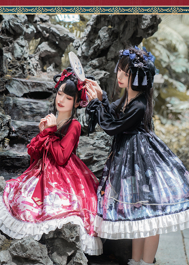 Moon Shadow Chinese Style Cheongsam Lolita Long Sleeve OP
