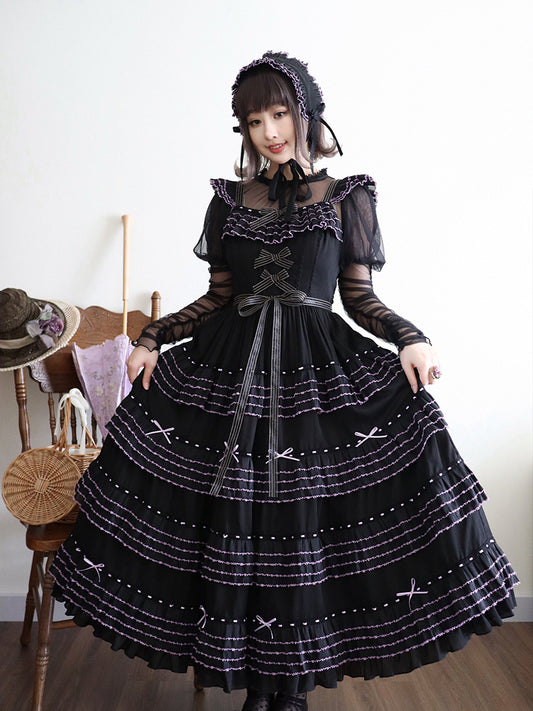 Napoleon sixty meters multi-layer two-color elegant segment lolita flying sleeve jsk dress
