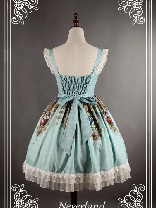 Vintage Madonna Cross Print V Waist Lolita Jumperskirt