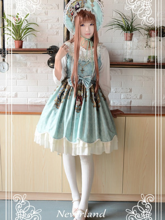 Sweet Vintage Lolita Madonna Cross Round Neck Jumperskirt suspender Dress