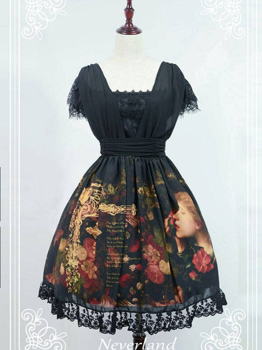 Vintage Flower-choosing Girl Eyelash Lace Lolita One-piece OP