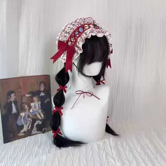 Straberry Floral Patchwork Lace red bow Headband