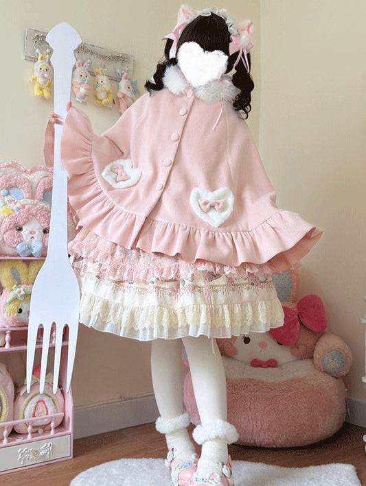 Rabbit ear  with thick velvet and warm Lolita cloak