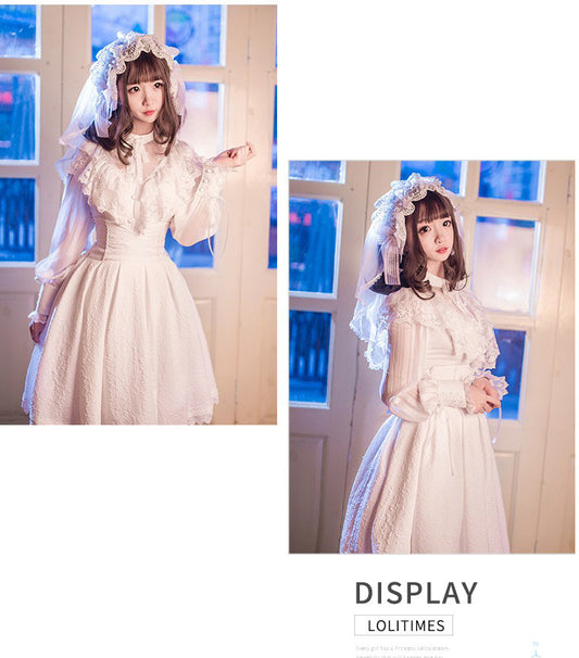 Edwardian collar lolita court retro elegant long sleeved shirt