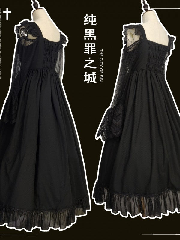 The city of Sin - Off Shoulder Open Front Gothic One-piece
